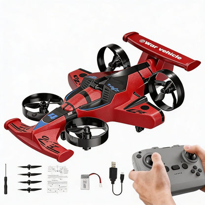 RC Flying Car Drone Combo for Kids – Remote Control 2-in-1 Racing Car & Quadcopter, One-Key Takeoff, 360° Flips, Stable Hover, Foam Body, Fun Birthday Gift