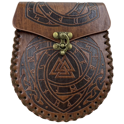 Viking Handmade Retro Faux Leather Waist Bag With Medieval Style, Ideal For Role-playing In Stage Plays