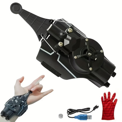 Spider Web Shooters Real, Spider Launcher Wrist Toy for Kids, 8ft Realistic Web Launcher String, Cool Gadgets String Gloves Shooters Toy for Superhero Role-Play (Black)