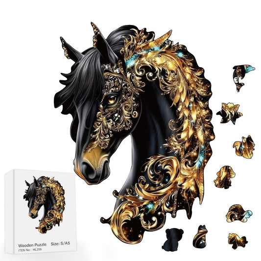 1 Pack Unique Horse Animal Shape Creative Wooden Puzzle, Handmade Decoration, Christmas, Thanksgiving, Birthday Gift, Fun Toy, Expand Thinking Challenge, Mixed Colors, Glue Board Material, Ages 8+