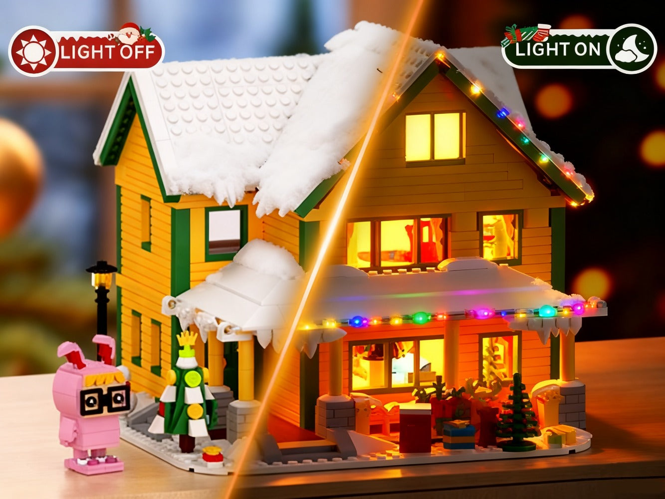 Christmas Story Building Blocks Set 1146 Pcs – Classic Movie-Style Christmas House Model with LED Lights & Character Figures, Holiday Display Decoration, Family Gift for Adults & Kids