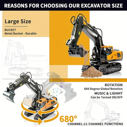 Remote Control Excavator, Bulldozer, Dump Truck, Loading Truck, Toy Set, Single Or Multiple Combination Set, Boys' Model, 1200mAh Remote Control Excavator Toy With Metal Shovel And Light, Suitable For Boys Over 6 Years Old