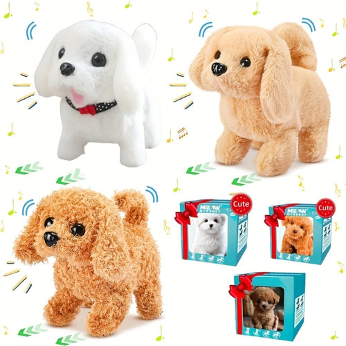 2026 New White, Brown And Teddy Electric Toy Robot Dog with Exquisite Gift Box, Can Walk, Wag Its Tail, Bark, Cute Pet, A Heartwarming Choice for Birthdays And Other Festival Gifts