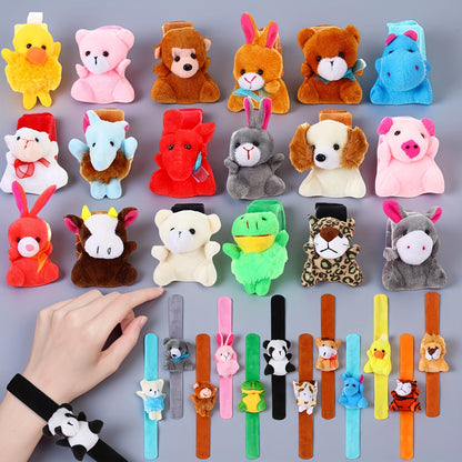 6/10/15/30pcs Stuffed Animal Slap Bracelet for Kids, Cute Plush Slap Bracelets Bulk for Party Favors, Classroom Prizes, Holiday Gifts, Goodie Bag Fillers, Carnival Toys (Assorted Animals)