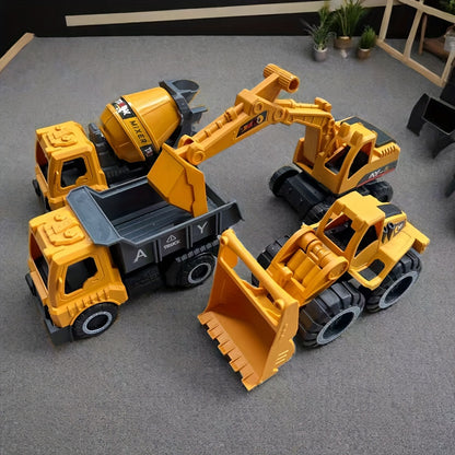 [2025 New Car Toy] 4pcs Car Toys for Kids Big Size Toys Shatterproof Excavator Mixer Dump Truck Bulldozer Engineering Toy Cars for Two Years Or More Kids Toys Boy Car