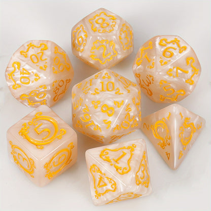 DnD Dice Set 49pcs Dragon Pattern Polyhedral Dice 7 Sets with Pouches – D4 D6 D8 D10 D12 D20 for Dungeons & Dragons RPG MTG Tabletop Games, 7 Colors Acrylic Gamer Gift