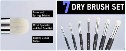 Dry Brush Set for Miniature Painting 7 Sizes – Professional Drybrush Kit with Storage Case | Hobby Detail Paint Brushes for Models Warhammer DnD Figures | Black & Gray | Gift for Hobbyists