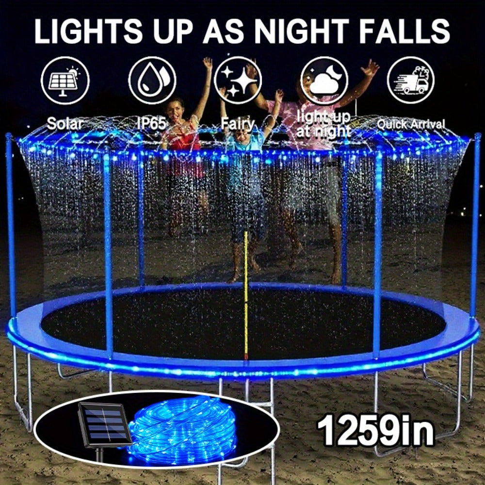 Solar LED Trampoline Lights for Kids & Adults – 50/100 LEDs Colorful Rope Lights, 8 Modes, IP65 Waterproof, Fits 8-16 Ft Trampolines, Outdoor Safety Glow Light