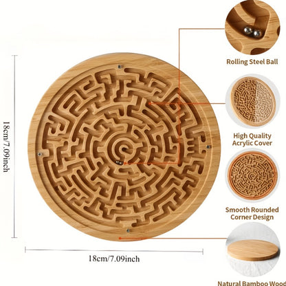 Wooden Maze Balance Board with Steel Ball – Brain Training Puzzle Game for Kids & Adults | Hand-Eye Coordination, Focus & Dexterity Skill Builder | STEM Gift for Boys & Girls Ages 6+, 1-Pack or 2-Pack