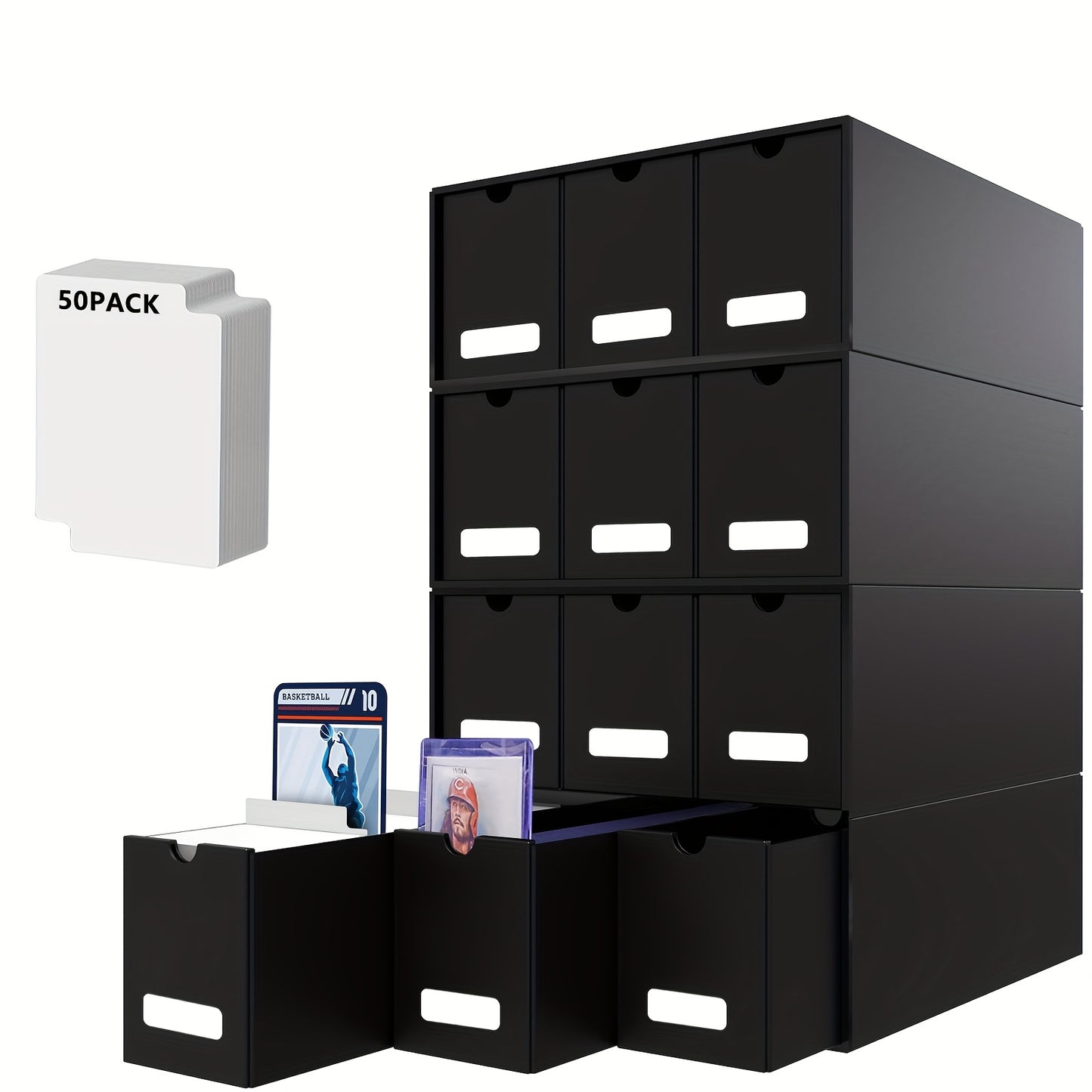Trading Card Storage Box, Cards Storage Box With 80 Dividers, Card Boxes For Sports Card, Baseball, TCG, Playing Cards, Plastic Protector For Card, 12 Drawer