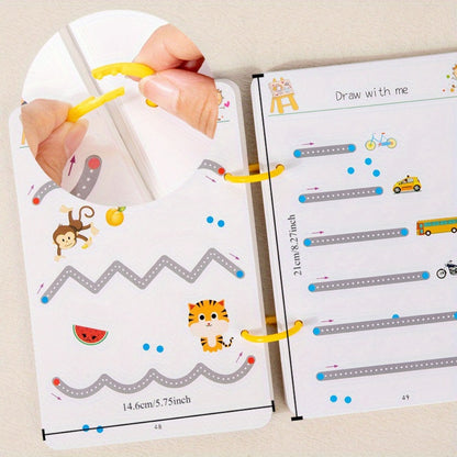 Magic Practice Book Set – Reusable Handwriting & Calligraphy Workbook with Erasable Pens, Letter Number Tracing for Kids, 64 Pages Writing Practice Gift for Boys Girls