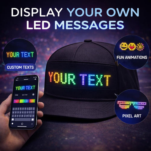 [Programmable LED Hat] Programmable LED Night Light Hat for Men| Mobile App Control, Scrolling Text for Voting, Elections, Parties, Dances, Halloween, Christmas Gifts, USB Charging
