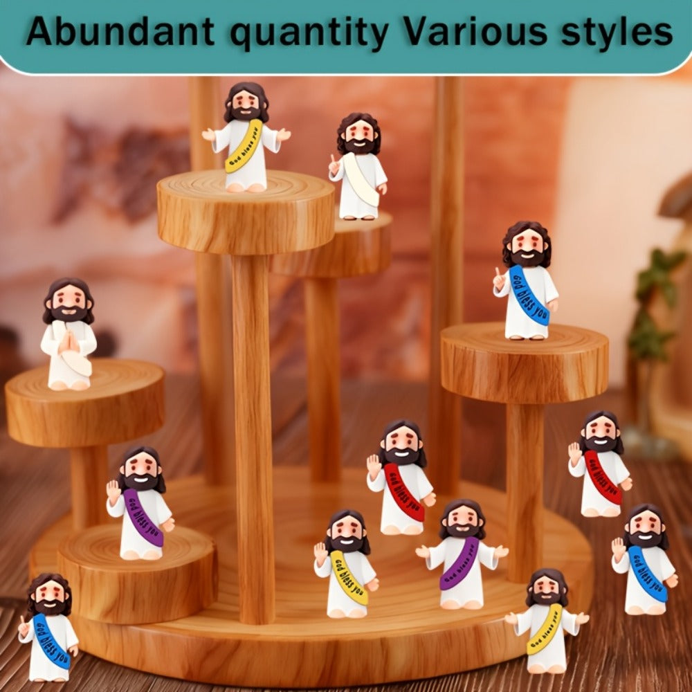 Mini Jesus Figurines for Halloween Trunk-or-Treat 50/100/150pcs – Colorful Bulk Religious Statues 5 Colors, Baptism Favors Sunday School Gifts Christian Party Favor Home Decor Vase Filler