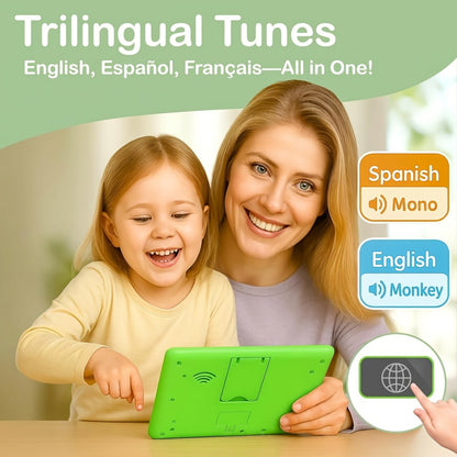 Trilingual Toddler Learning Tablet Toy — 39 Buttons 4 Play Modes Alphabet Numbers Colors Animals Music, Speech Therapy & Language Development Toy for Baby 12 Months+ Boys Girls, Birthday Christmas Gift