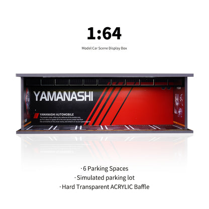 [LED Light Diecast Display Case] LED Light Acrylic Cover Diecast Display Case - 1/64 Scale Die-cast Model Car Parking Garage Dioramas with 6 Parking Spaces