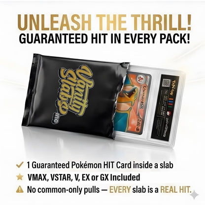 Pokémon Random Slab | Ultra or Double Rare Card in Slab | EX, V, VMAX, VSTAR | Includes 10 BONUS Holo Cards | Perfect Gift for Kids & Collectors