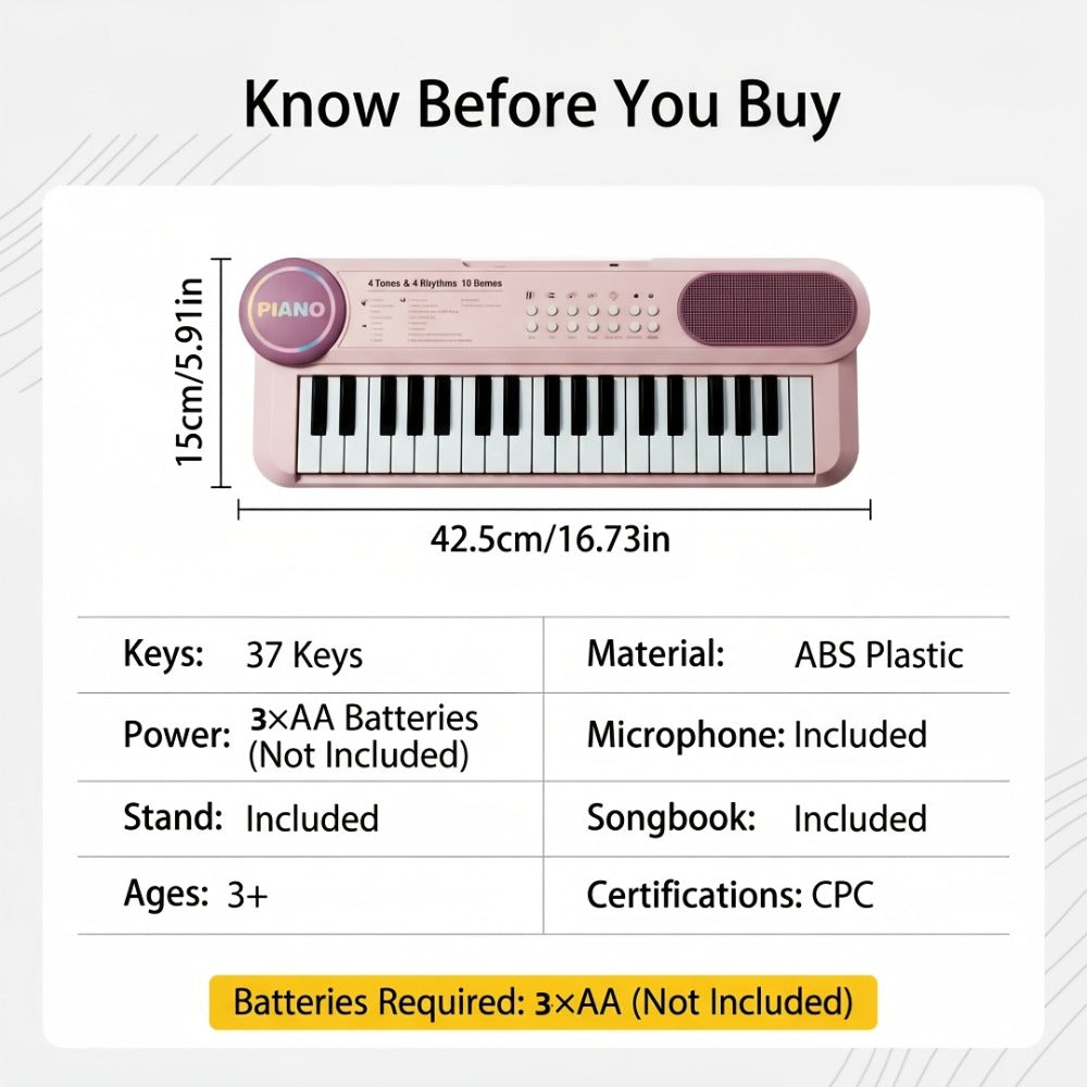 Electronic Organ 37-key Multi-functional Children's Toy Educational Instrument Set Microphone Piano, Birthday Gift for Boys And Girls