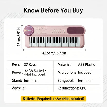 Electronic Organ 37-key Multi-functional Children's Toy Educational Instrument Set Microphone Piano, Birthday Gift for Boys And Girls