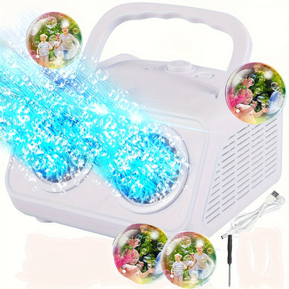 Automatic Bubble Machine, Bubble Blower With 2 Fans 20000+Bubbles Per/Min, Electric Bubble Maker For Kids Toddlers, Operated By Batteries, Includes Bubble Solution, Bubble Toys For Outdoor.