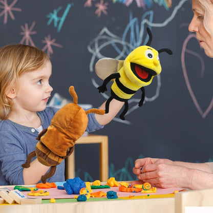 13" Realistic Insect Animal Hand Puppet For Kids, Insect Hand Puppet With Movable Mouth, Soft Stuffed Bee Ladybird Dragonfly Butterfly Ant Caterpillar Puppet Story Toy Puppets Role Play Show Game