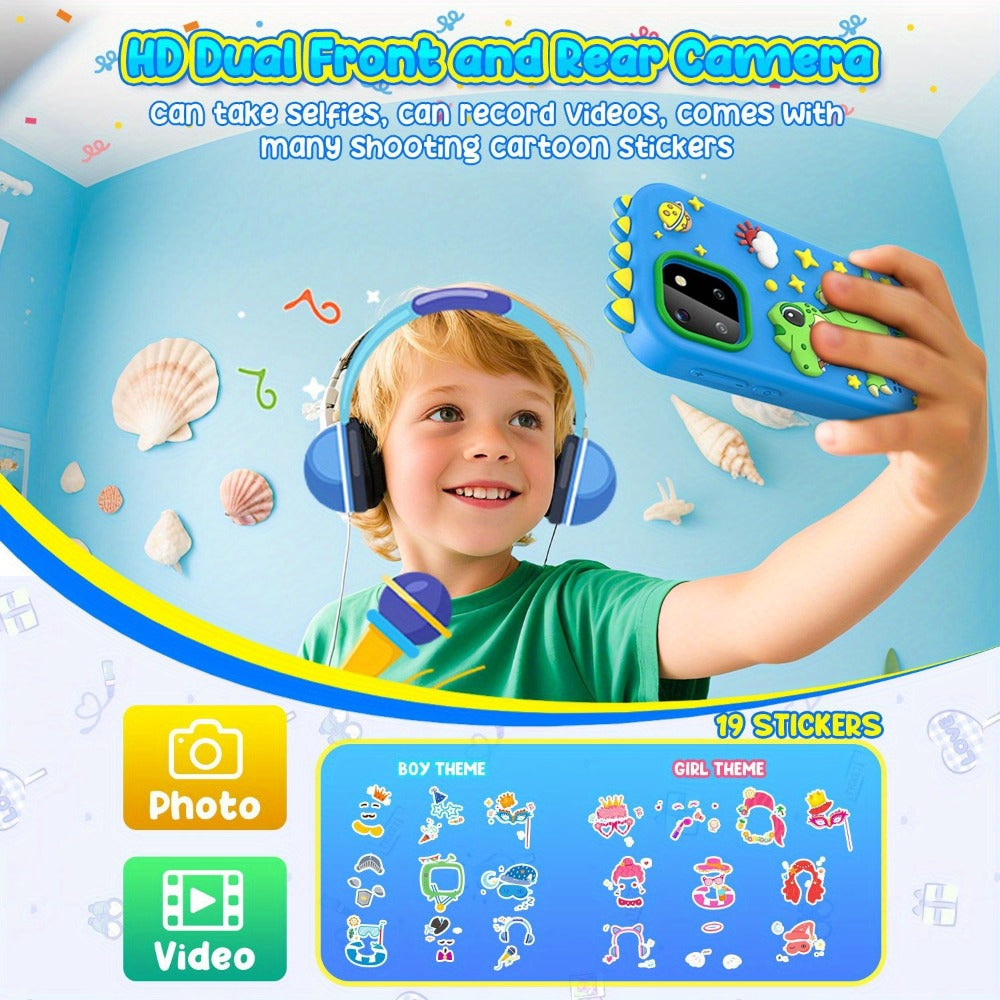 Kids Mobile Toy, Educational Toy with Dual Cameras, Touchscreen, And Stylish Design Portable MP3 Music Player, Games, Alarm Clock USB Rechargeable Christmas & Birthday Gift Kids' Theme Music Player Children's Mobile Phone Toy, Educational Toy