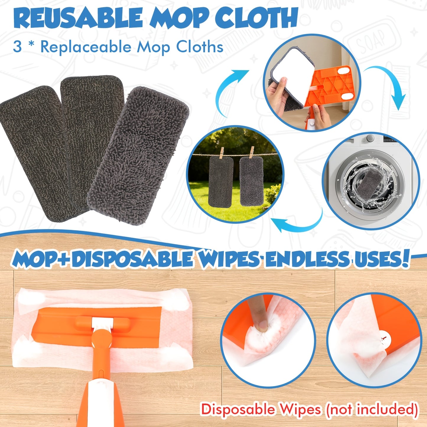 Kids Spray Mop - Real Work Cleaning Toy Kit with Water Sprayer & Washable Pad, Children's Play House Toys - Mini Mop & Broom - Interactive Learning Toy for Children 3+ Years Old, Best for Christmas, Perfect for Thanksgiving, Birthday Gifts