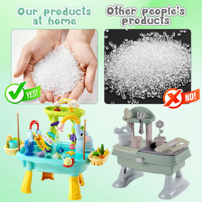 2026 Toddler Water Table Toy with Electric Water Pump, Kids Water Table WithFaucet/Play Food Accessories/Fishing Toy, Kitchen Play Sink Toys for Girl Boy Age 3+