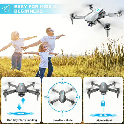Foldable HD Camera Drone with Free Storage Bag & USB-C Charging – 3D Flips, Beginner-Friendly Aerial Photography Quadcopter for Vlogging, Outdoor Flying, Single or Dual Camera Options