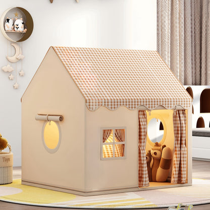 Kids Play Tent for Indoor & Outdoor – Lovely Checked Cabin Style Polyester Playhouse for Toddlers & Children, Role Play Pretend House, Perfect Birthday & Holiday Gift for Boys and Girls