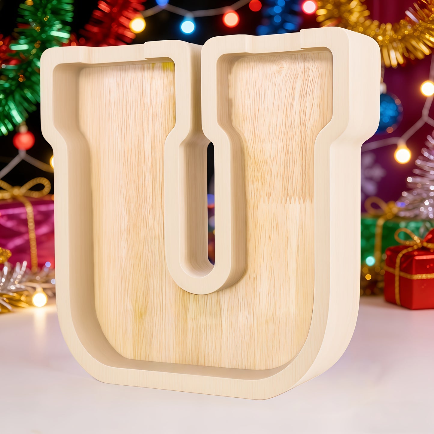 26 English Alphabet A-Z Letter Penny Bank, Large-Capacity Transparent Wooden Alphabet Penny Bank, Wooden Savings Box, Back to School Gifts, Halloween Gifts, Christmas Gifts
