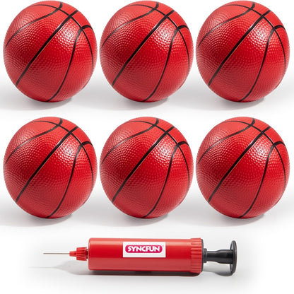 Set of 6 Small 5-Inch Rubber Basketballs with a Pump, Perfect for Mini Basketball Hoops And Indoor Pool Games, Ideal Sports Toys for Kids And Great for Easter Basket Fillers