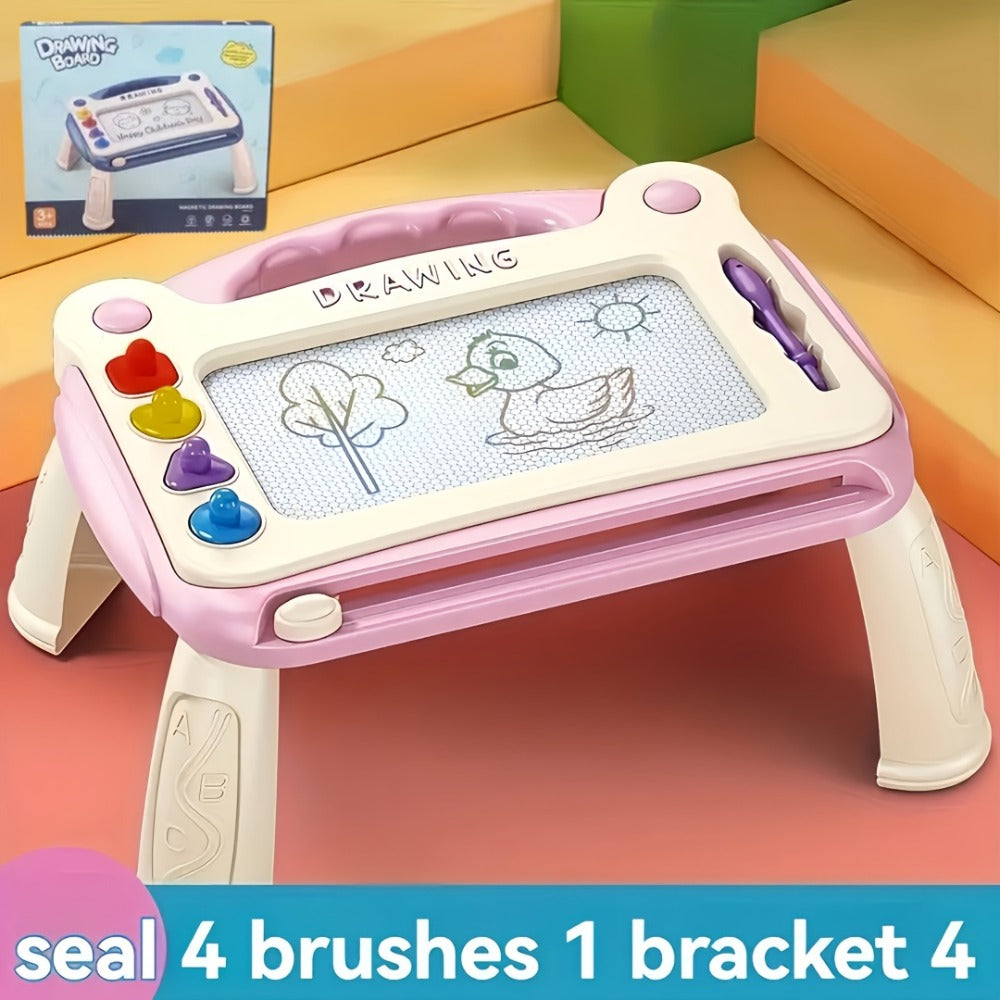 Kids Drawing Board Toy 3-in-1 with Stamps Brush Stand – Magnetic Doodle Art Set for Toddlers Boys Girls Ages 3+ Birthday Easter Christmas Gift STEM Creative Play