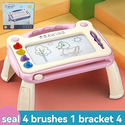 Kids Drawing Board Toy 3-in-1 with Stamps Brush Stand – Magnetic Doodle Art Set for Toddlers Boys Girls Ages 3+ Birthday Easter Christmas Gift STEM Creative Play