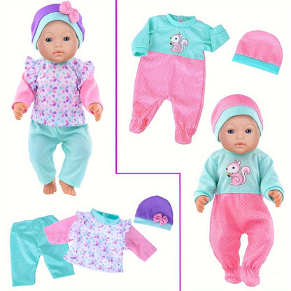Doll Clothes Set 10 Outfits for 14 15 16 Inch & 43cm Newborn Baby Dolls Soft Handmade Easy On Off Doll Clothing Pack Birthday Christmas Gift for Girls Kids Ages 3-12 No Doll