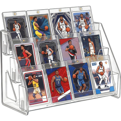 3/5-Tier Vertical Collectible Card Display Stand Compatible for PSA BGS SGC Graded Cards, Snap-in Assembly Suitable for Baseball & Basketball Trading Card Showcase, Desktop Holder for PSA/BGS/SGC Card Display
