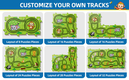 Jigsaw Puzzle Race Track Car Set Toy for Boys Kids – 39 56 73 PCS Flexible Building Track with Toy Cars | STEM Educational Play | Best Birthday Christmas Gift Ages 3 4 5 6 7