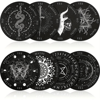 Pendulum Board Wooden 8 Pack – Retro Wiccan Divination Board 6 Inch with Metaphysical Messages Dowsing Board for Beginners Witchcraft Decision Making Spiritual Gift