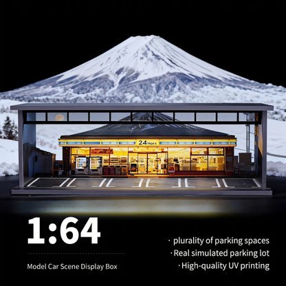 LED Light-Up 1:64 Scale Garage Diorama Display Case | 6-Car Capacity, Clear Acrylic Dust-Proof, Expandable Showcase for Diecast Collectors