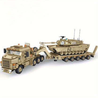 MOC Military Tank Hauler Building Block Set 3482pcs – Armored Heavy Transport Vehicle Brick Model Kit Adult Collector Display Piece Hobbyist Gift Military History Enthusiasts Model 628015