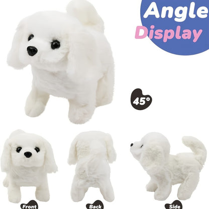 New White Realistic Robot Dog - Exquisite Gift Box, Interactive Walking, Barking, Wagging Tail, Expressive Eyes And Soft Plush, Office Companion Or Gift - Cute Animal Biomimetic, Halloween Gift, Christmas Gift, Easter, Pet Day Gift, Children's Day