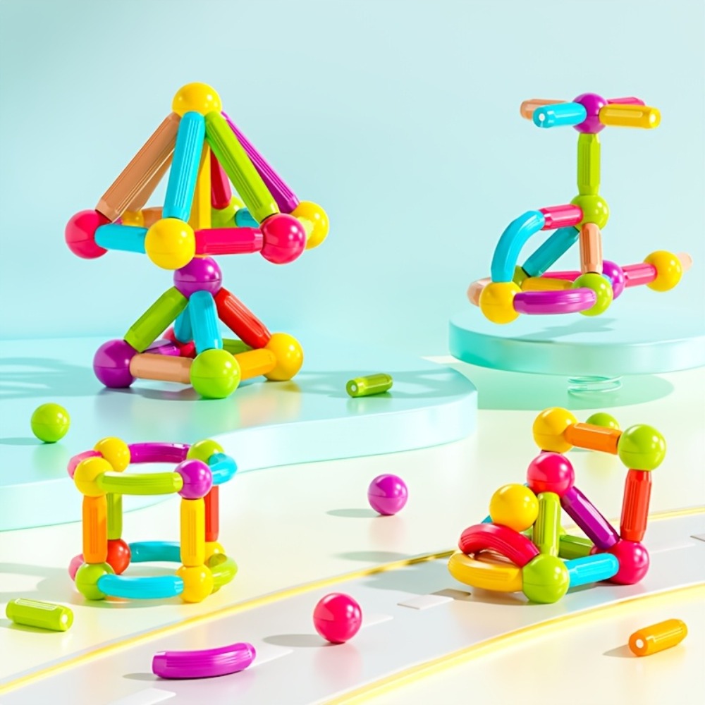 Creative Magnetic Sticks Building Set 28/58 Pcs – 3D Structure Construction STEM Toy for Kids, Stimulate Imagination & Creativity, Perfect for Family Classroom & Group Play Ages 3+
