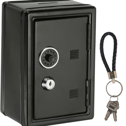 1pc Secure Metal Coin Bank Safe, Save Money Box Cash Storage Box with Key And Combination Lock, Small Money Bank with Removable Drawer, Home/office with Ideal for Back to School, Halloween, Christmas, New Year Gifts
