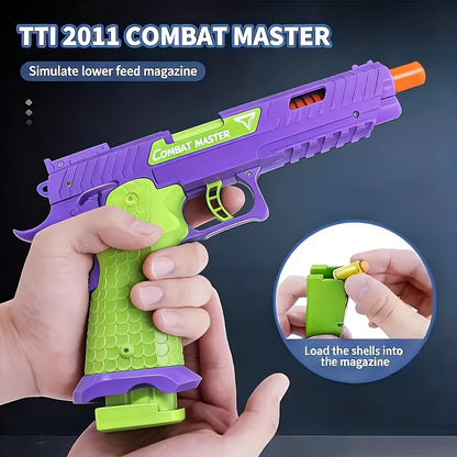 2011 Battle Master Semi-Auto Soft Bullet Toy Gun with Shell Ejecting – 1 Magazine, 20 Simulation Bullets, ABS Safe Plastic, Combat Role Play Pistol for Boys, Birthday Gift for Kids Ages 6+