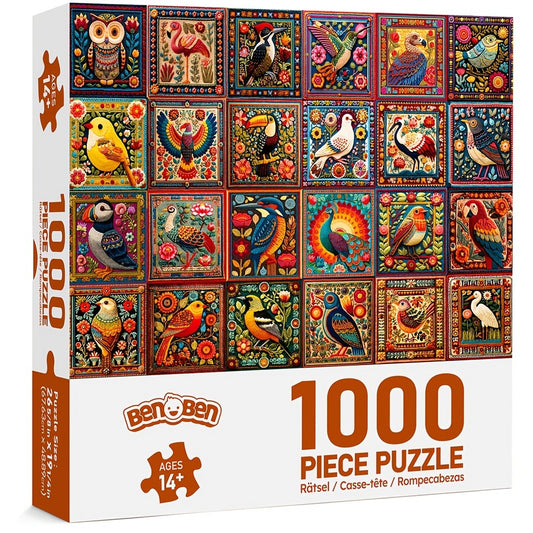 Benben Bird Jigsaw Puzzles for Adults, 1000pcs Bird Crochet with Letters on The Back, Entertaining Animal Puzzle, Difficult Puzzles for Family Game Night, Home Decoration, Gifts for Men And Women for Birthdays And Christmas
