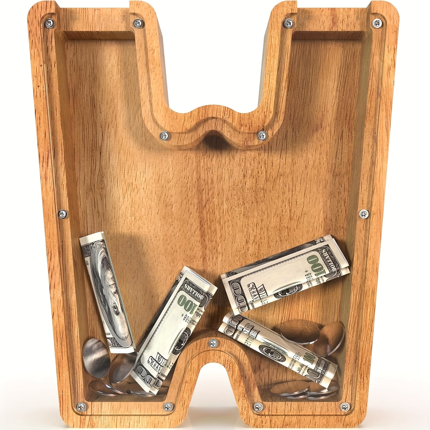 26 Wooden Letter Penny Bank, Penny Bank for Adults, Alphabet Money Bank, Safe & Durable Savings Box Coin Bank Birthday Gift