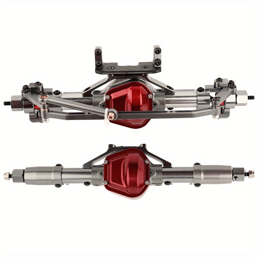 SCX10 Metal Axle Upgrade Kit CNC Aluminum Alloy Front & Rear Straight Axles for 1/10 RC Crawler – Compatible with Axial SCX10 90046 90047 Climbing Car, 45# Steel Drive Shaft, Ages 14+