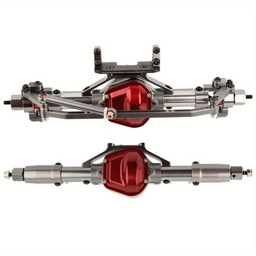SCX10 Metal Axle Upgrade Kit CNC Aluminum Alloy Front & Rear Straight Axles for 1/10 RC Crawler – Compatible with Axial SCX10 90046 90047 Climbing Car, 45# Steel Drive Shaft, Ages 14+