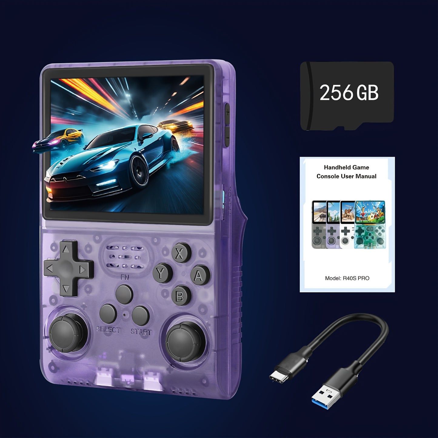 R40S PRO Retro Game Console - 3.5 Inch IPS Screen, 256G Extra Large Memory, Handheld Game Emulator Console Portable Pocket Video Player, Linux System, Travel Essentials, Halloween And Christmas Gifts