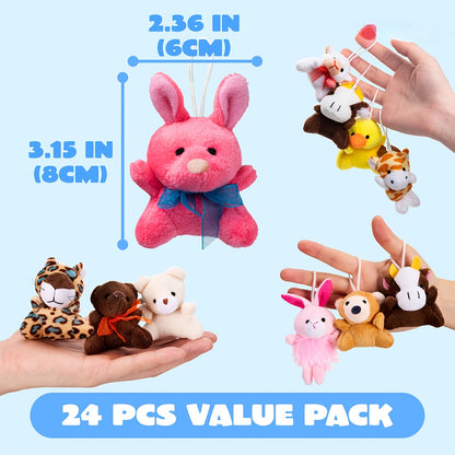 24pcs Stuff Animal Plush Toy Can Be Placed In Easter Eggs For Easter Egg Hunt, Plush Figures, Easter Basket Stuffers Fillers, Toys For Party, Easter Classroom Prize Supplies, Mini Animals, Halloween for party Favors Gifts, for party Decoration