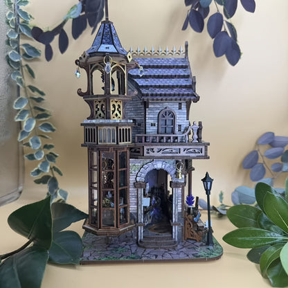 DIY Wood Building Bookhouse with Mechanical Movements - Compatible for Dollhouses, Miniature Model Building with Wood, Mechanical Link System Suitable for Collectors, Christmas/Thanksgiving Gift for &